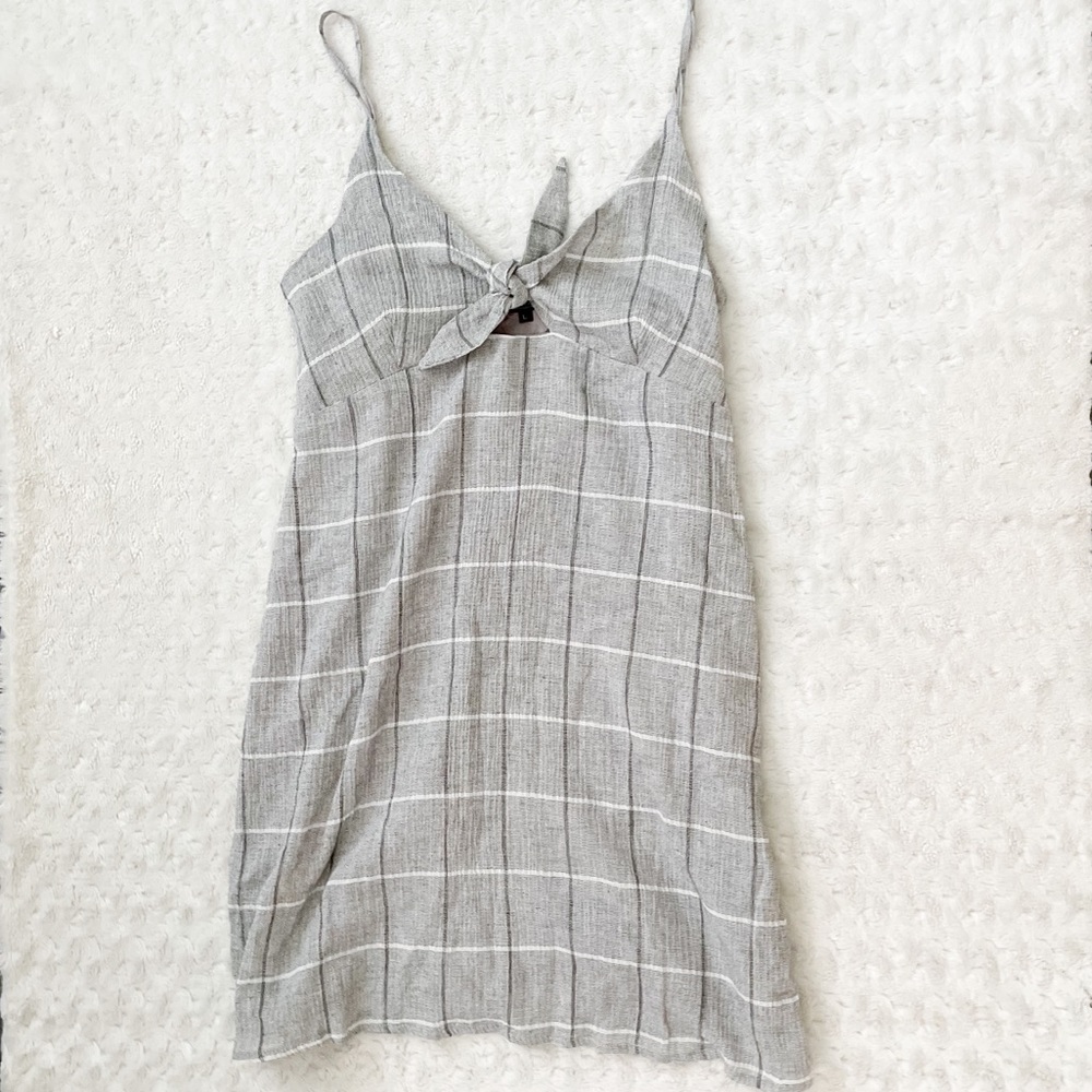 LIRA plaid cotton mini dress